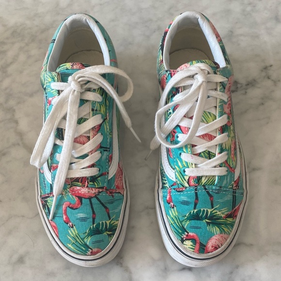 Vans Old Skool van doren flamingo print turquoise W 7 / M 5.5 - Picture 2 of 6